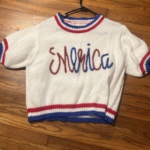 White and Red Women's Sweater